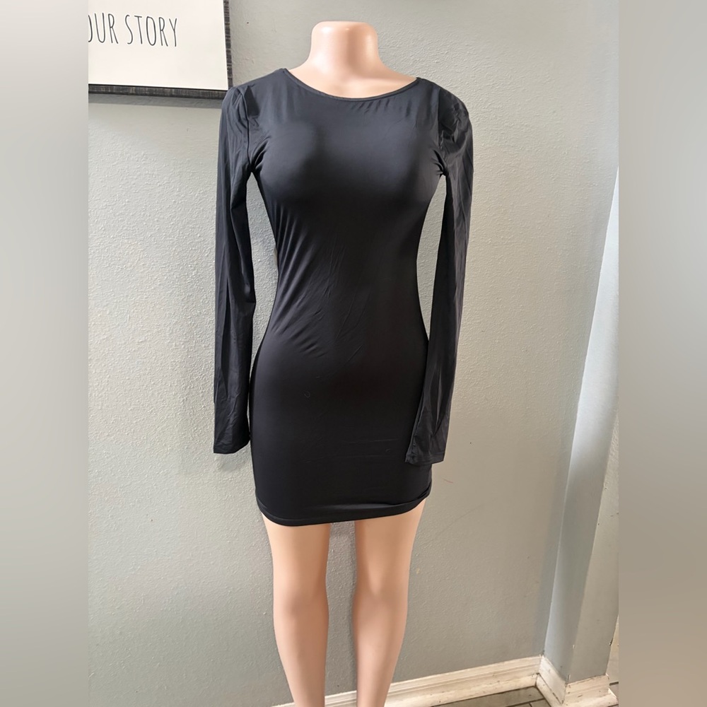 Princess Polly Sleek Black Long Sleeve Dress